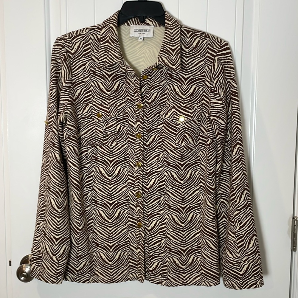 Elizabeth McKay Gold Button Front Top